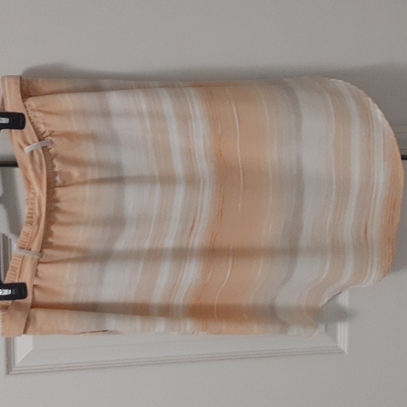 Cato beachy button up skirt with pockets. Peach, Cream, Tan and orange. XL - Picture 2 of 8